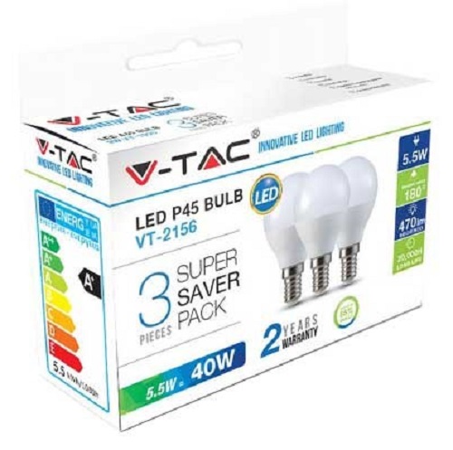 Sfera LED 5,5w E14 Luce Fredda Pacco 3pz